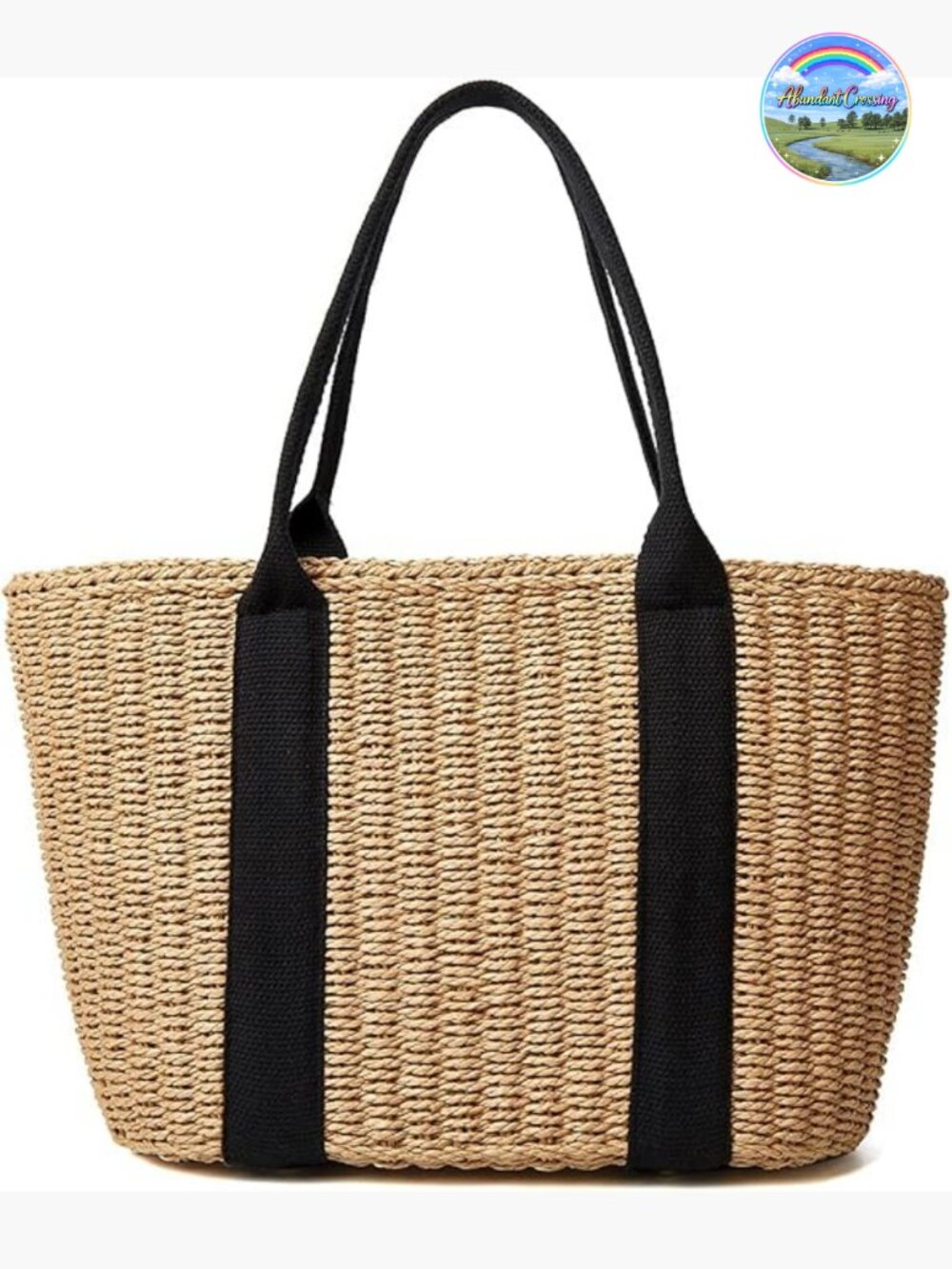 Handwoven Straw Tote Beach Bag Summer Hobo Purse Drawstring Closure